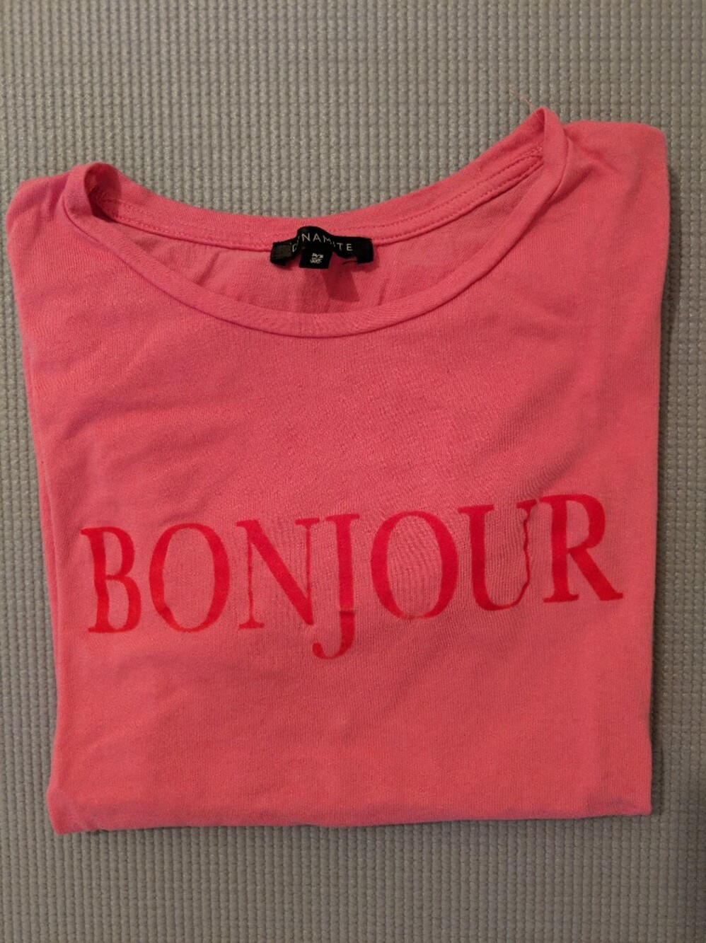 Ladies 'Bonjour' Pink Cotton Tee